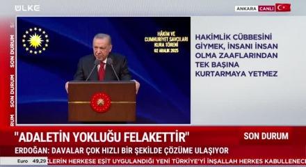 Cumhurbaşkanı Erdoğan "hukuk önünde herkes eşittir" dedi.