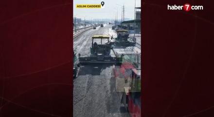 Konya Büyükşehir Aslım caddesinde yoğun asfaltlama çalışması yapıyor