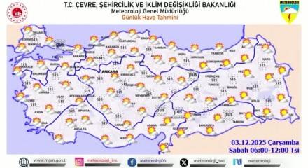 Meteoroloji yurt genelinde beklene hava durumunu paylaştı