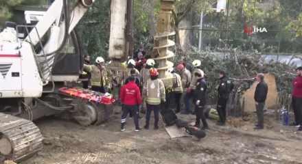 Kadıköy Fikirtepe'de bir şantiyede kuyuya düşen işçiyi ekipler böyle kurtardı