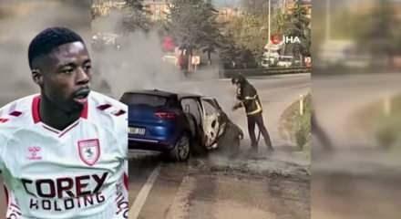 Son dakika: Süper Lig yıldızının arabası alevler içinde kaldı!