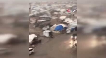 Gazze&rsquo;de şiddetli yağış: Filistinlilerin &ccedil;adırları su altında kaldı