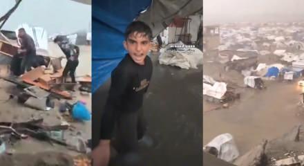 Gazze'de &ccedil;adırlar sular altında! K&uuml;&ccedil;&uuml;k &ccedil;ocuk &uuml;mmete seslendi: Parampar&ccedil;a olduk