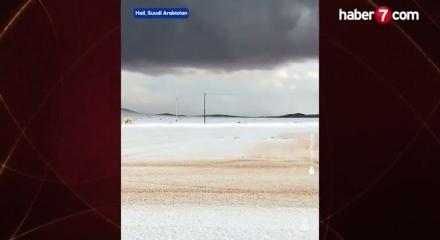 Suudi Arabistan&rsquo;ın y&uuml;ksek kesimlerinde yılın ilk karı yağdı