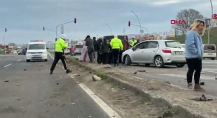 &Ccedil;erkezk&ouml;y&rsquo;de kontrolden &ccedil;ıkan otomobil karşı şeride ge&ccedil;ti: 4 ara&ccedil; birbirine girdi