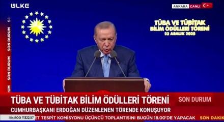 Cumhurbaşkanı Erdoğan T&Uuml;BA ve T&Uuml;BİTAK bilim &ouml;d&uuml;lleri t&ouml;reninde konuştu