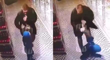 Rusya'da vicdansız adam k&uuml;&ccedil;&uuml;k &ccedil;ocuğu yumrukla yere serdi, adamın sonu ibretlik oldu