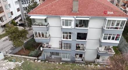 Ankara&rsquo;da kolonlarında hasar tespit edilen bina tahliye edildi