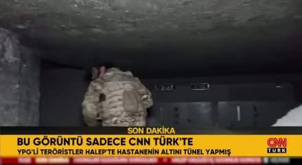 Halep'ten &ccedil;ıkarılan YPG'nin hastaneye yaptığı t&uuml;nel ilk kez g&ouml;r&uuml;nt&uuml;lendi