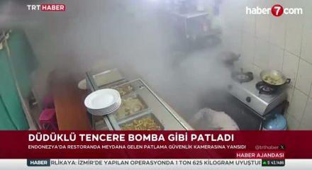 Endonezya'da korku dolu anlar! D&uuml;d&uuml;kl&uuml; tencere bomba gibi patladı!