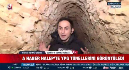 Halep'te YPG'li ter&ouml;ristlerin kazdığı t&uuml;neller ilk kez g&ouml;r&uuml;nt&uuml;lendi