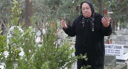 6 Şubat depremlerinden beri kayıp olan kız kardeşinin mezarını kimsesizler mezarlığında buldu