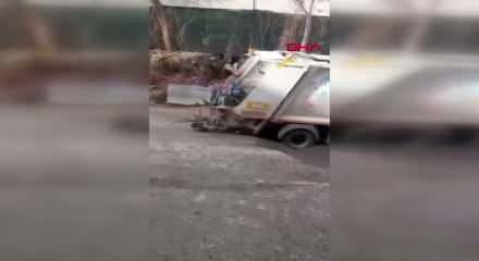 CHP'li belediyede bu da oldu! Ataşehir'de yol &ccedil;&ouml;k&uuml;nce &ccedil;&ouml;p kamyonu &ccedil;ukura g&ouml;m&uuml;ld&uuml;