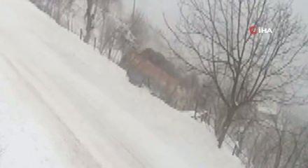 Ordu'da kamyon şarampole devrildi! Dehşete d&uuml;ş&uuml;ren anlar kamerada