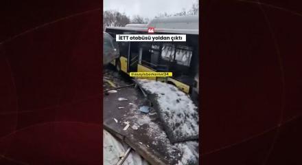  Esenler'de İETT otob&uuml;s&uuml; otoparka daldı &ouml;n&uuml;ne &ccedil;ıkan ara&ccedil;ları ezdi ge&ccedil;ti