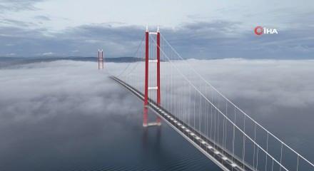 Sis altındaki 1915 &Ccedil;anakkale K&ouml;pr&uuml;s&uuml; havadan g&ouml;r&uuml;nt&uuml;lendi