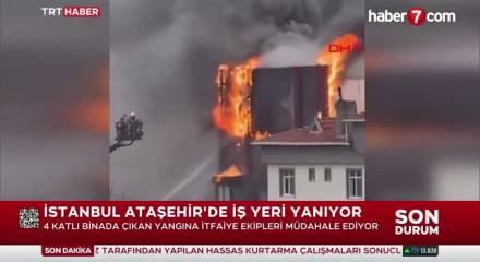 Ataşehir'de iş yerinde korkutan yangın: Ekipler m&uuml;dahale ediyor