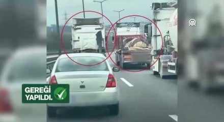 Bakan Yerlikaya paylaştı! Sol şeridi işgal eden tır s&uuml;r&uuml;c&uuml;s&uuml;ne ceza