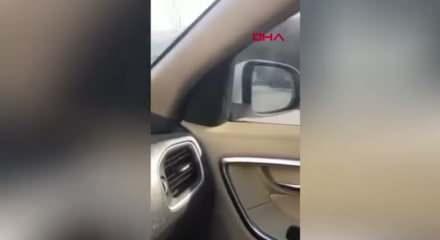 Başakşehir'de yolda ilerleyen araca fare atladı; s&uuml;r&uuml;c&uuml; polis &ccedil;evirmesine girince ka&ccedil;tı