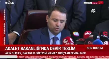 Adalet Bakanı Akın G&uuml;rlek g&ouml;revi Yılmaz Tun&ccedil;'tan devraldı