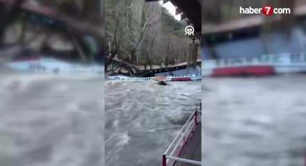 Alanya&rsquo;daki yoğun yağışların ardından Dim &Ccedil;ayı'nda bulunan işletme akıntıya kapılarak yıkıldı!