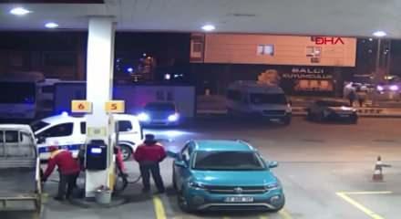&Ccedil;alıntı kamyonetle yakıt alırken polise yakalandı: Ka&ccedil;arken pompayı kopardı