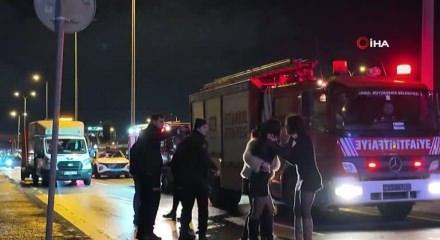 E-5'te feci kaza: Ara&ccedil; yan yola u&ccedil;tu, kadınlar birbirine girdi