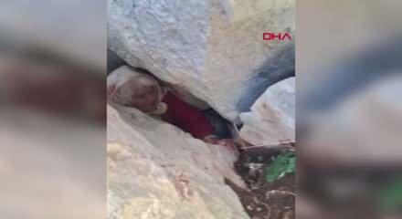 Hayvanlarını otlatmaya &ccedil;ıkaran yaşlı kadın kayalıklara d&uuml;şm&uuml;ş halde bulundu 