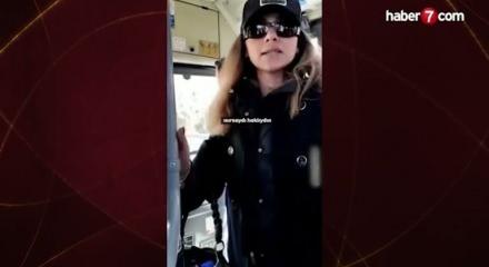 İstanbul'da savcı olduğunu s&ouml;yleyerek otob&uuml;ste baş&ouml;rt&uuml;l&uuml; yolcuyu tehdit eden kadın g&ouml;zaltına alındı