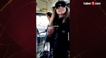 İETT otob&uuml;s&uuml;nde 'k&ouml;pek' kavgası: 'Polis benim emrimde' deyip tehditler yağdırdı! 