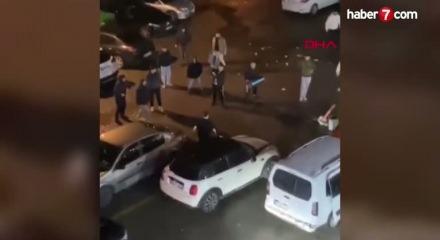 AVM otoparkı savaş alanına d&ouml;nd&uuml;: Bı&ccedil;aklar ve levhalar havada u&ccedil;uştu