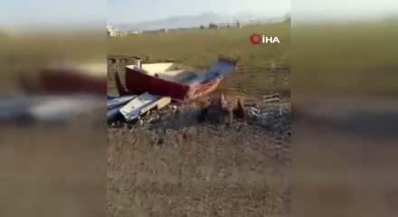 İran'dan gelen f&uuml;zenin şarapnel par&ccedil;asının hayattan kopardığı tır şof&ouml;r&uuml;n&uuml;n aracı g&ouml;r&uuml;nt&uuml;lendi