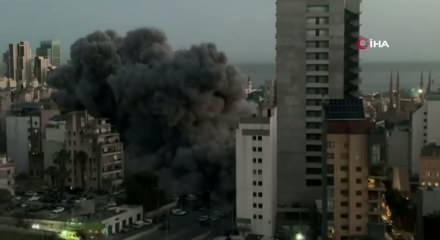 İsrail, L&uuml;bnan&rsquo;da 15 katlı binayı yerle bir etti