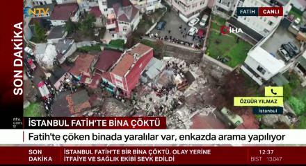 İstanbul Fatih'te bina &ccedil;&ouml;kt&uuml;! &Ccedil;ok sayıda ekip b&ouml;lgeye sevkedildi