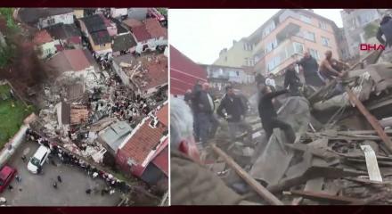 İstanbul Fatih'te bina &ccedil;&ouml;kt&uuml;! &Ccedil;ok sayıda ekip b&ouml;lgeye sevkedildi