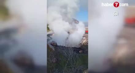 Mazot dolu tanker devrilip yandı! S&uuml;r&uuml;c&uuml; feci şekilde can verdi