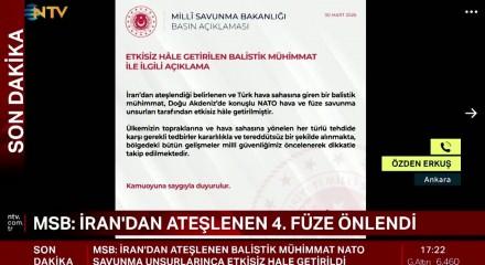 MSB: İran'dan gelen d&ouml;rd&uuml;nc&uuml; f&uuml;ze engellendi