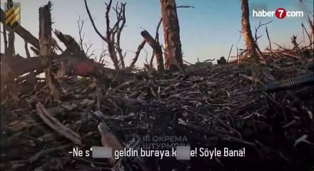 Ukrayna-Rusya savaşında siperdeki g&ouml;ğ&uuml;s g&ouml;ğ&uuml;se &ccedil;atışma kamerada