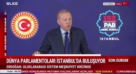 Cumhurbaşkanı Erdoğan: Barışın ve huzurun &ouml;n&uuml;ndeki en b&uuml;y&uuml;k engel İsrail h&uuml;k&uuml;metidir