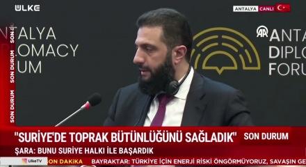 Suriye Cumhurbaşkanı Şara, 5. Antalya Diplomasi Forumu'nda konuştu