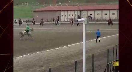 Uşak'ta atlı cirit turnuvasındaki feci kazadaki at telef oldu sporcu ağır yaralandı