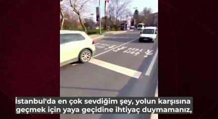 Yabancı turistin İstanbul'da yaya ge&ccedil;idini kullanamaması sosyal medyada g&uuml;ndem oldu