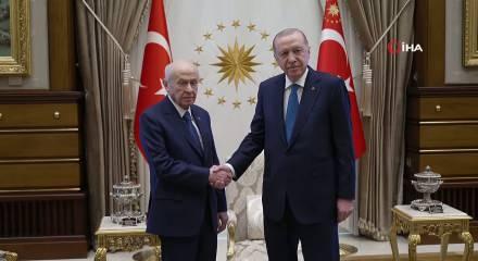 Erdoğan ve Bah&ccedil;eli Beştepe'de g&ouml;r&uuml;şt&uuml;!