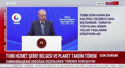 Cumhurbaşkanı Erdoğan TOBB Hizmet Şeref Belgesi t&ouml;reninde &ouml;nemli mesajlar verdi