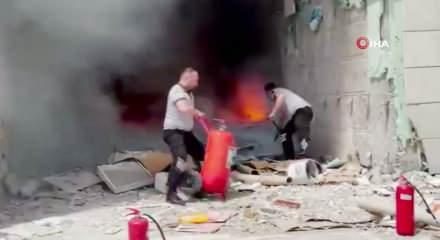 D&uuml;zce'deki &uuml;niversite hastanesinin inşaatındaki yangını g&uuml;venlik g&ouml;revlileri engelledi 