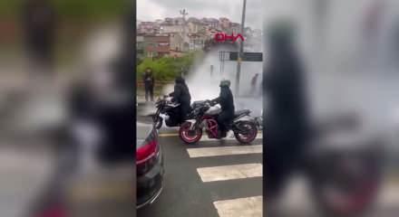 Kağıthane&rsquo;de d&uuml;ğ&uuml;n konvoyunda motosikletli magandanın yaptıkları cezasız kalmadı