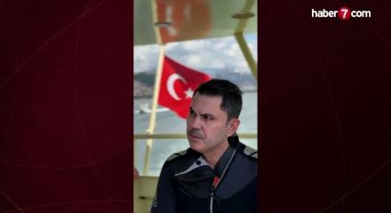 Bakan Kurum, dip &ccedil;amuru temizliği s&uuml;ren İzmit K&ouml;rfezi'ne t&uuml;ple daldı