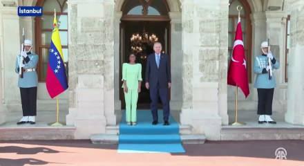 Erdoğan, Venezuela Ge&ccedil;ici Devlet Başkanı Rodriguez'i resmi t&ouml;renle karşıladı