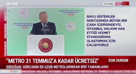 Cumhurbaşkanı Recep Tayyip Erdoğan Halkalı-İstanbul metro hattının a&ccedil;ılışında muhalefete g&ouml;ndermede bulundu