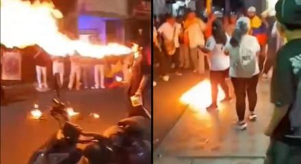 Kolombiya'da se&ccedil;im mitinginde dehşet anları: Ateşbazın y&uuml;z&uuml; alevler i&ccedil;inde kaldı